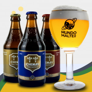 Kit Presente | Cerveja - Seleção Chimay + Taça Belga Abadia