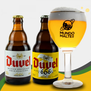 Kit Presente Cerveja Duvel classic + 666 + Taça Belga Abadia