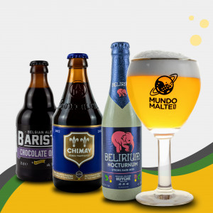 Kit Presente Cerveja Belga - Strong Dark Ales + Taça Abadia