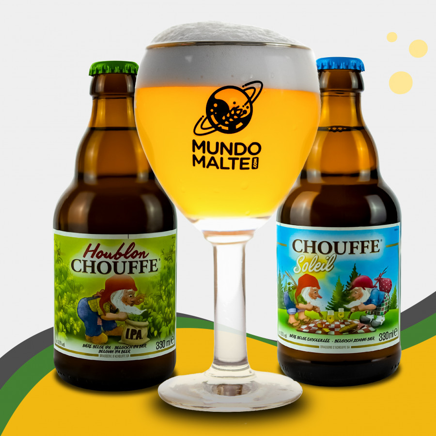Kit Presente Cerveja Chouffe - Houblon | Soleil + Taça Belga