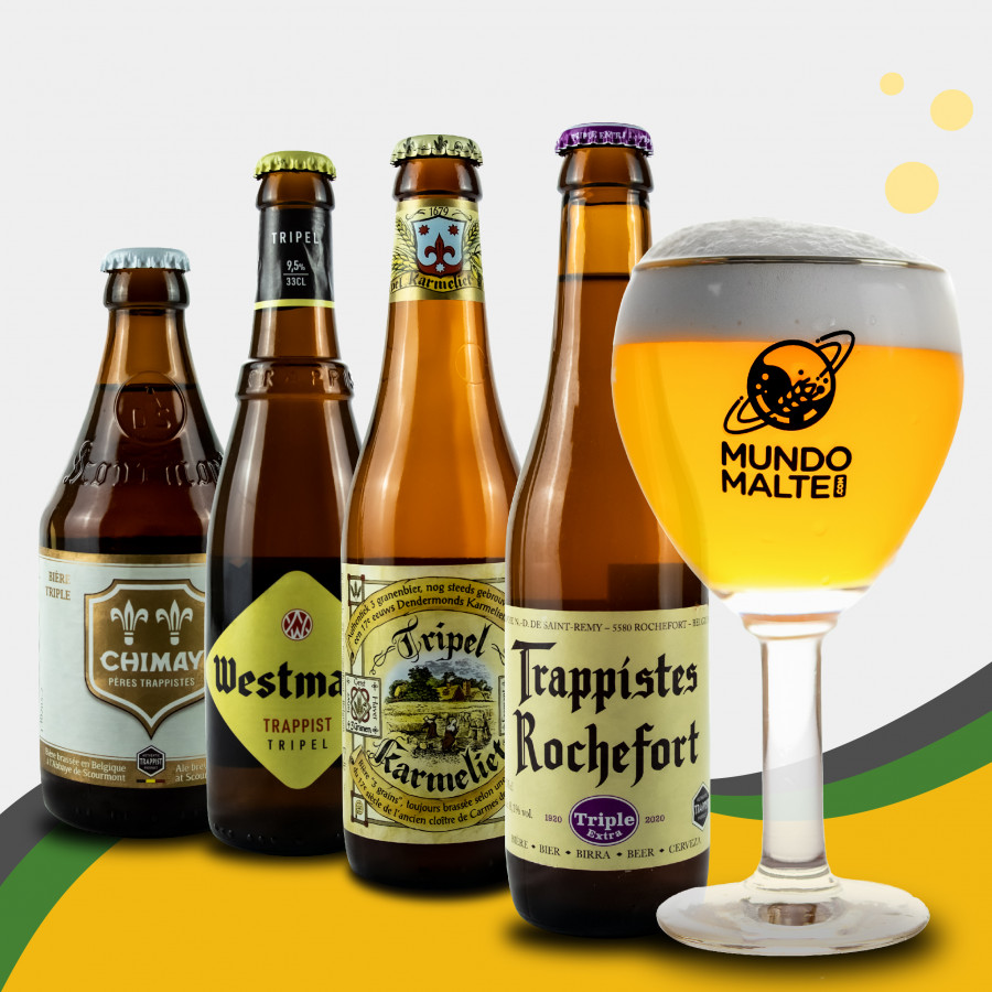 Kit Presente Cerveja Belga - Seleção Tripel + Taça Belga